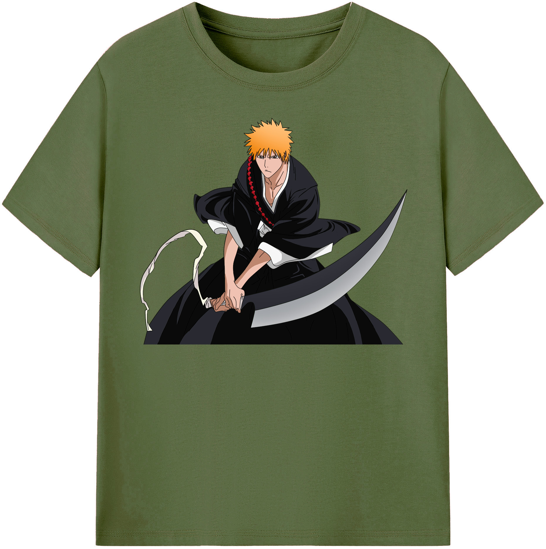 （画像用） ブリーチ 黒崎一護（くろさき いちご）BLEACH Kurosaki Ichigo 綿100％半袖Tシャツ（フロントプリント）